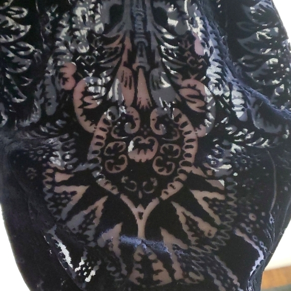 NWT Linda Allard Ellen Tracy silk Velvet burnout tunic button down blouse sz 12 - Picture 2 of 8